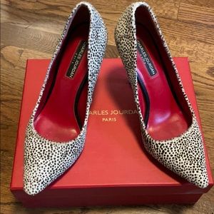 Charles Jourdan Paris, spotted pony hair heels